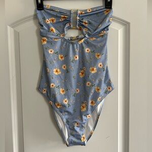 NWT Aqua Floral Blue Women's One Piece Swimsuit